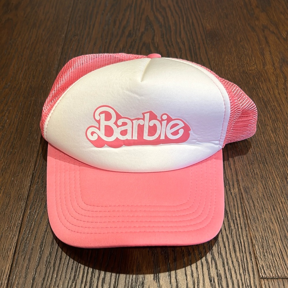 Pink and white Barbie hat
